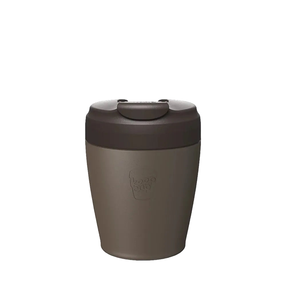 Chocolate-coloured travel coffee mug with a dark brown lid from KeepCup